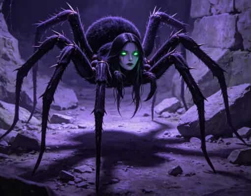 Spider Body Human Head Figurine: Unique Gothic Decor for Bold Spaces