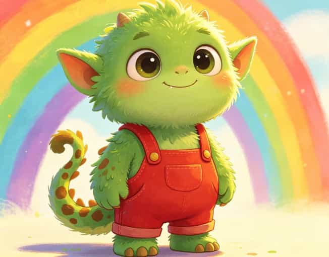 Meet Clover: The Rainbow-Loving Green Monster Who’s Basically a Kid in a Fur Suit